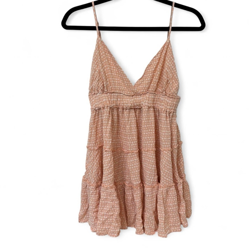 American Threads Light Pink Polka Dot Dress Babydoll Sundress Mini Dress